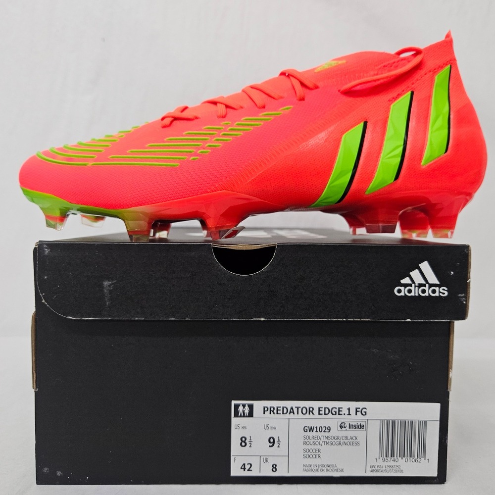 Adidas Predator Edge.1 Firm Ground Soccer Cleats‎ GW1029 Solar Red Mens Size 8.5